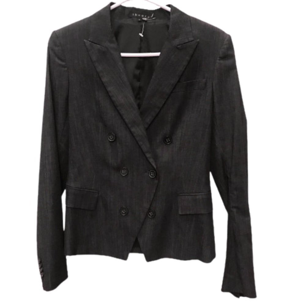 Theory Denim Look Double Breast Lined Blazer